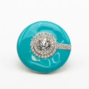 Crystal Pave Enamel Disc Stretch Ring (F4ROR3019)